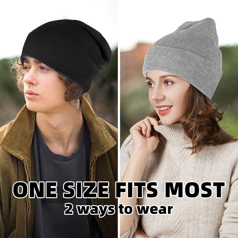 lucdnc Beanies for Men Women 2 Pack Fall Winter Men's Hats Unisex Warm Knit Skullies Beanies Soft Ski Caps - Image 3